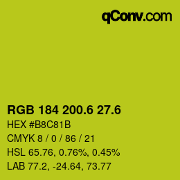 カラーコード: RGB 184 200.6 27.6 | qconv.com