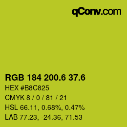 カラーコード: RGB 184 200.6 37.6 | qconv.com
