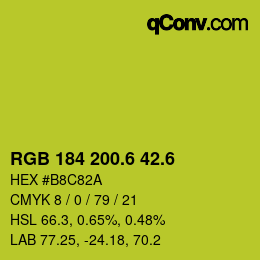 カラーコード: RGB 184 200.6 42.6 | qconv.com