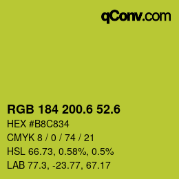 カラーコード: RGB 184 200.6 52.6 | qconv.com