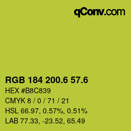 カラーコード: RGB 184 200.6 57.6 | qconv.com