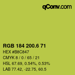 カラーコード: RGB 184 200.6 71 | qconv.com