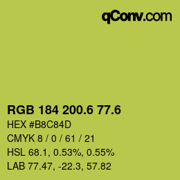 カラーコード: RGB 184 200.6 77.6 | qconv.com