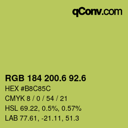カラーコード: RGB 184 200.6 92.6 | qconv.com