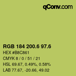 カラーコード: RGB 184 200.6 97.6 | qconv.com