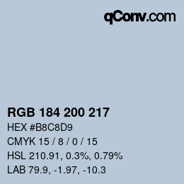 カラーコード: RGB 184 200 217 | qconv.com