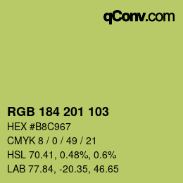 Color code: RGB 184 201 103 | qconv.com