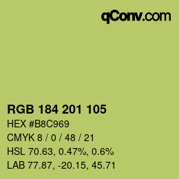 Color code: RGB 184 201 105 | qconv.com