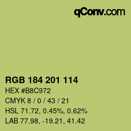 Color code: RGB 184 201 114 | qconv.com