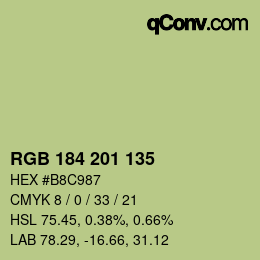 Color code: RGB 184 201 135 | qconv.com