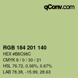 Color code: RGB 184 201 140 | qconv.com