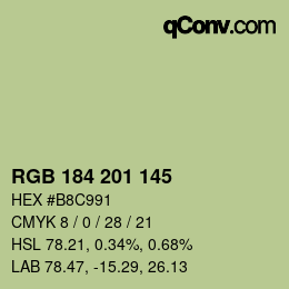 Color code: RGB 184 201 145 | qconv.com