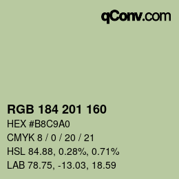 Color code: RGB 184 201 160 | qconv.com