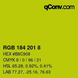 Color code: RGB 184 201 8 | qconv.com