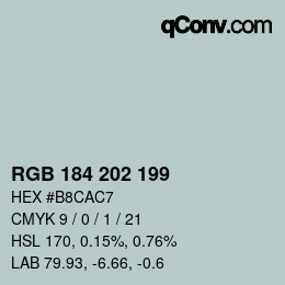 Color code: RGB 184 202 199 | qconv.com