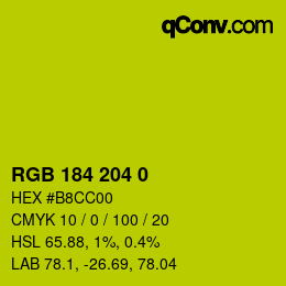 颜色代码: RGB 184 204 0 | qconv.com