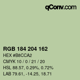 Color code: RGB 184 204 162 | qconv.com