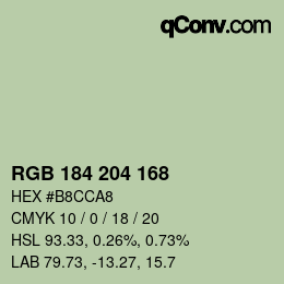 Color code: RGB 184 204 168 | qconv.com