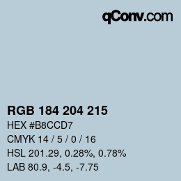 カラーコード: RGB 184 204 215 | qconv.com