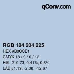 Color code: RGB 184 204 225 | qconv.com