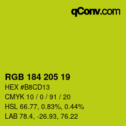 Color code: RGB 184 205 19 | qconv.com