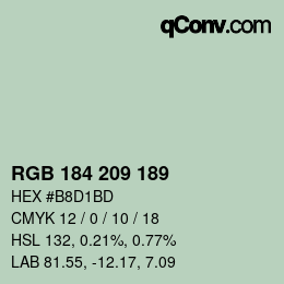 カラーコード: RGB 184 209 189 | qconv.com