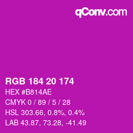 Color code: RGB 184 20 174 | qconv.com