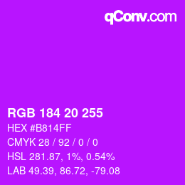 Color code: RGB 184 20 255 | qconv.com