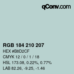 Color code: RGB 184 210 207 | qconv.com