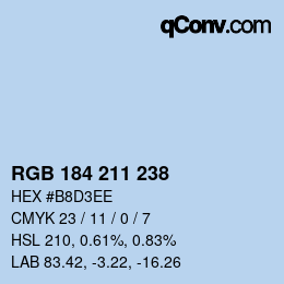 Color code: RGB 184 211 238 | qconv.com
