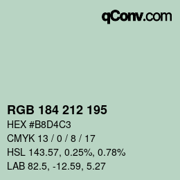 カラーコード: RGB 184 212 195 | qconv.com