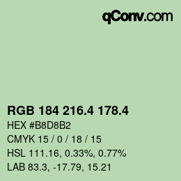 カラーコード: RGB 184 216.4 178.4 | qconv.com