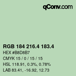 カラーコード: RGB 184 216.4 183.4 | qconv.com