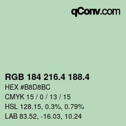 カラーコード: RGB 184 216.4 188.4 | qconv.com