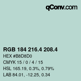 カラーコード: RGB 184 216.4 208.4 | qconv.com