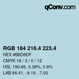 カラーコード: RGB 184 216.4 223.4 | qconv.com