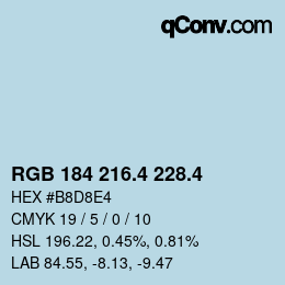 カラーコード: RGB 184 216.4 228.4 | qconv.com
