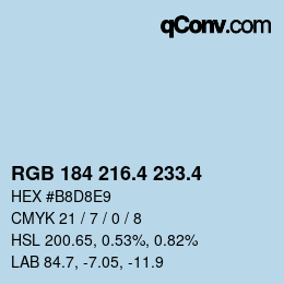 カラーコード: RGB 184 216.4 233.4 | qconv.com