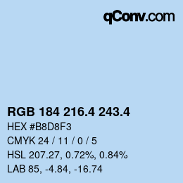 カラーコード: RGB 184 216.4 243.4 | qconv.com