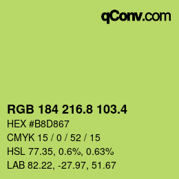 カラーコード: RGB 184 216.8 103.4 | qconv.com