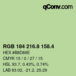 カラーコード: RGB 184 216.8 158.4 | qconv.com