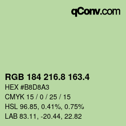 カラーコード: RGB 184 216.8 163.4 | qconv.com