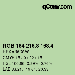 カラーコード: RGB 184 216.8 168.4 | qconv.com