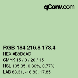 カラーコード: RGB 184 216.8 173.4 | qconv.com