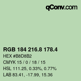 カラーコード: RGB 184 216.8 178.4 | qconv.com