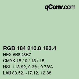 カラーコード: RGB 184 216.8 183.4 | qconv.com