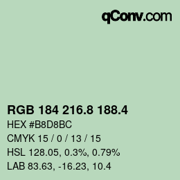 カラーコード: RGB 184 216.8 188.4 | qconv.com