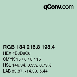 カラーコード: RGB 184 216.8 198.4 | qconv.com