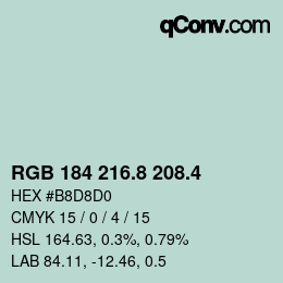 カラーコード: RGB 184 216.8 208.4 | qconv.com