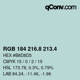 カラーコード: RGB 184 216.8 213.4 | qconv.com